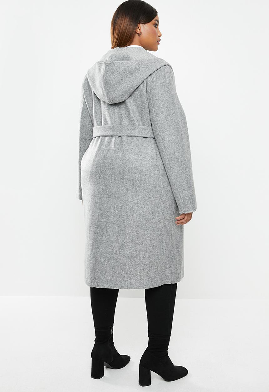 edit Plus - Hooden melton coat (plus) - grey 