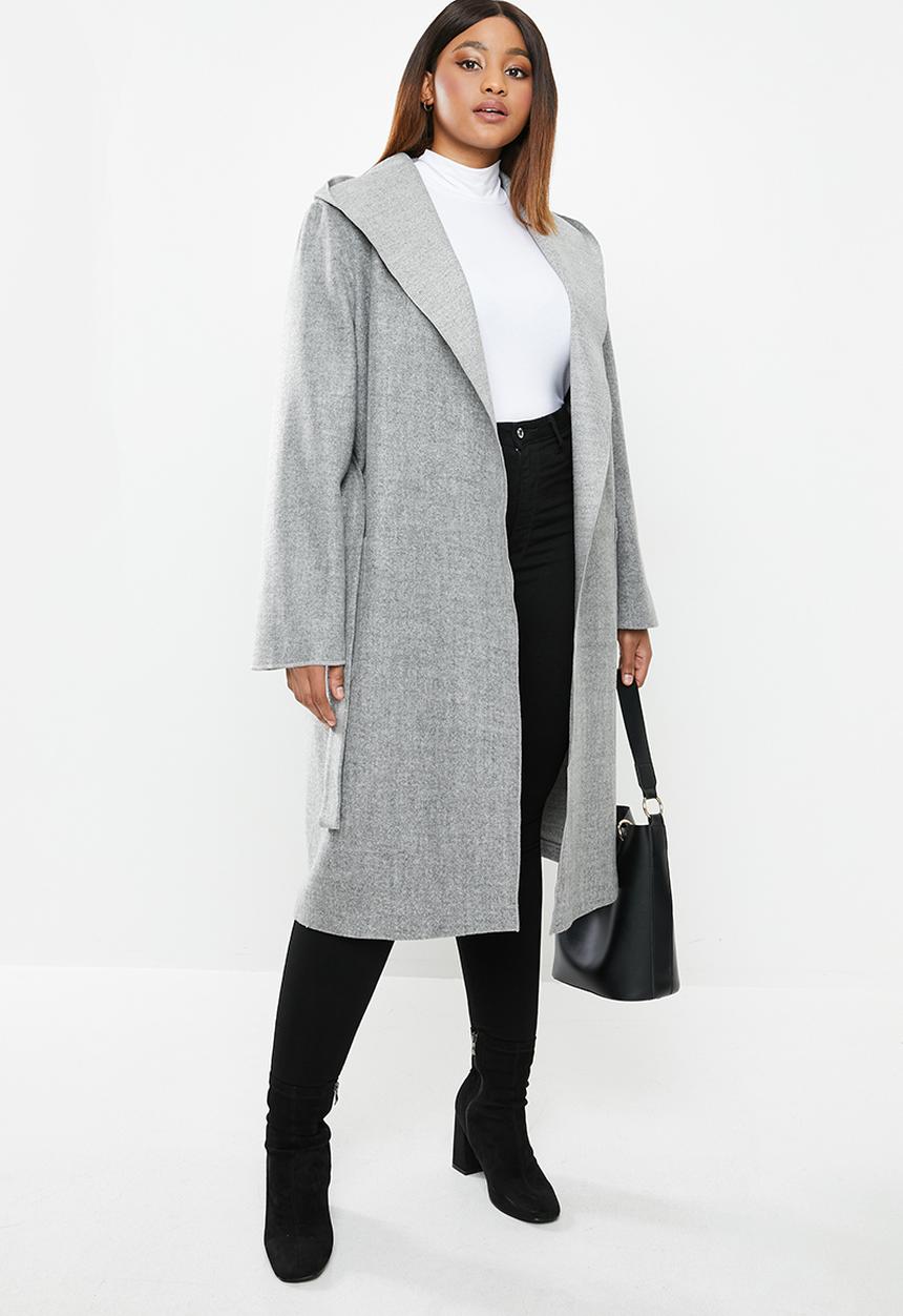 edit Plus - Hooden melton coat (plus) - grey 