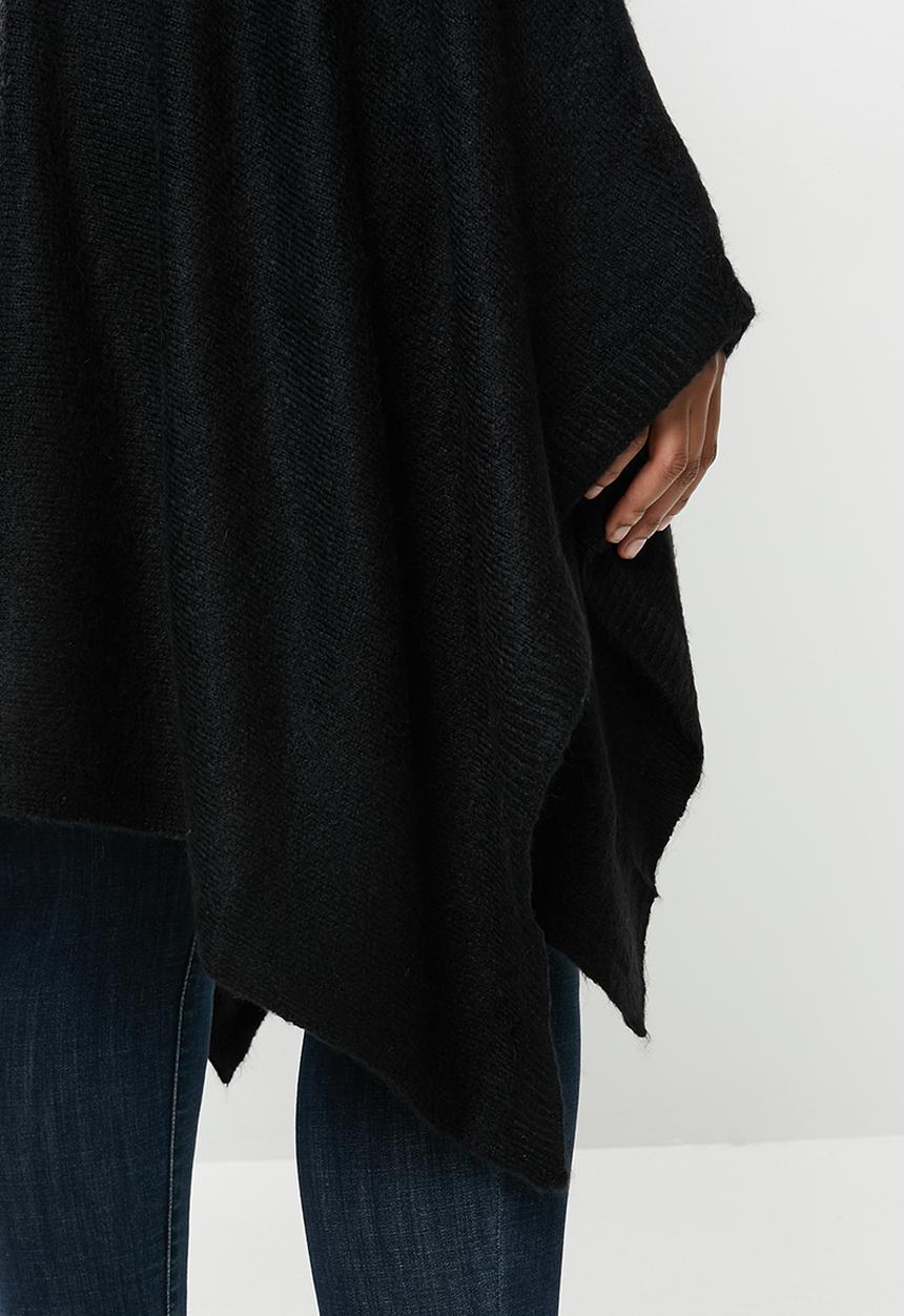 edit Plus - Plus rolled neck poncho - black