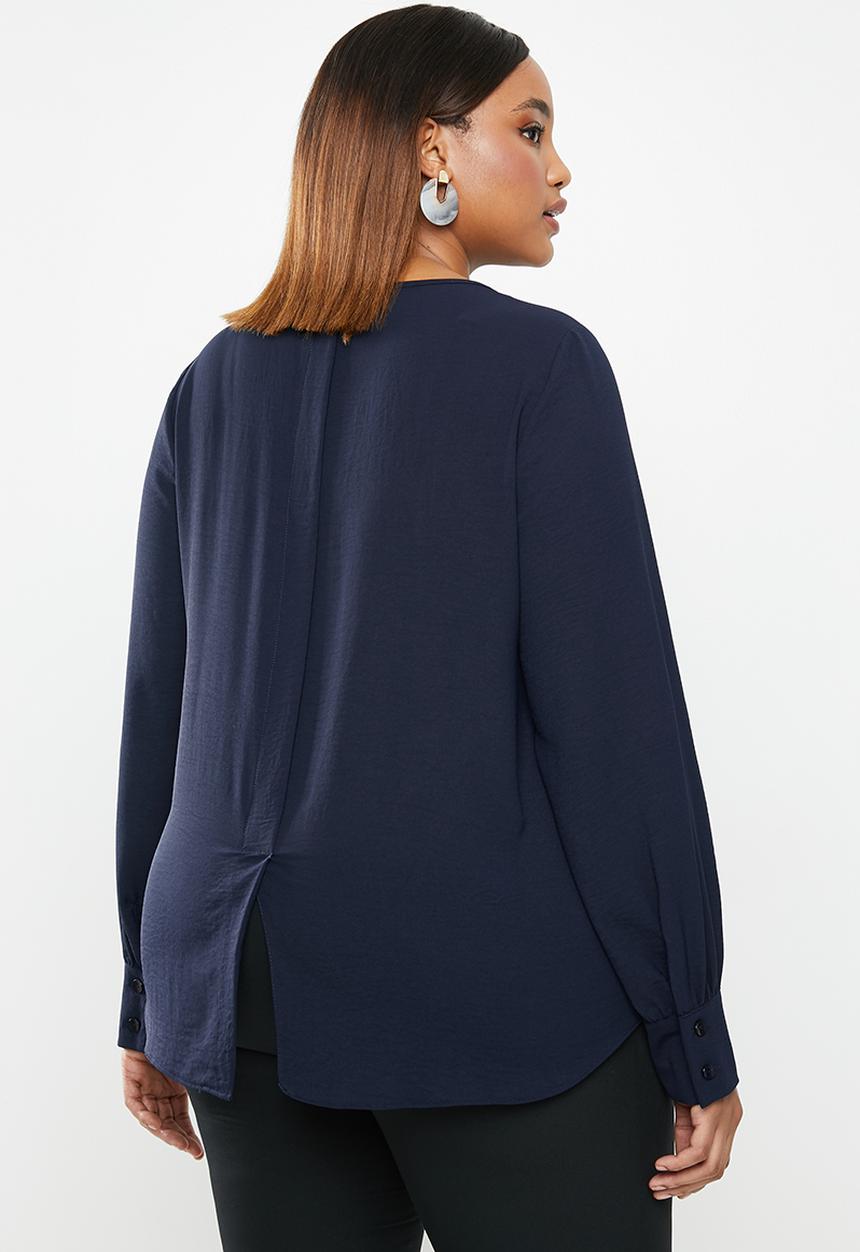 edit Plus - Cuffed shell blouse - navy