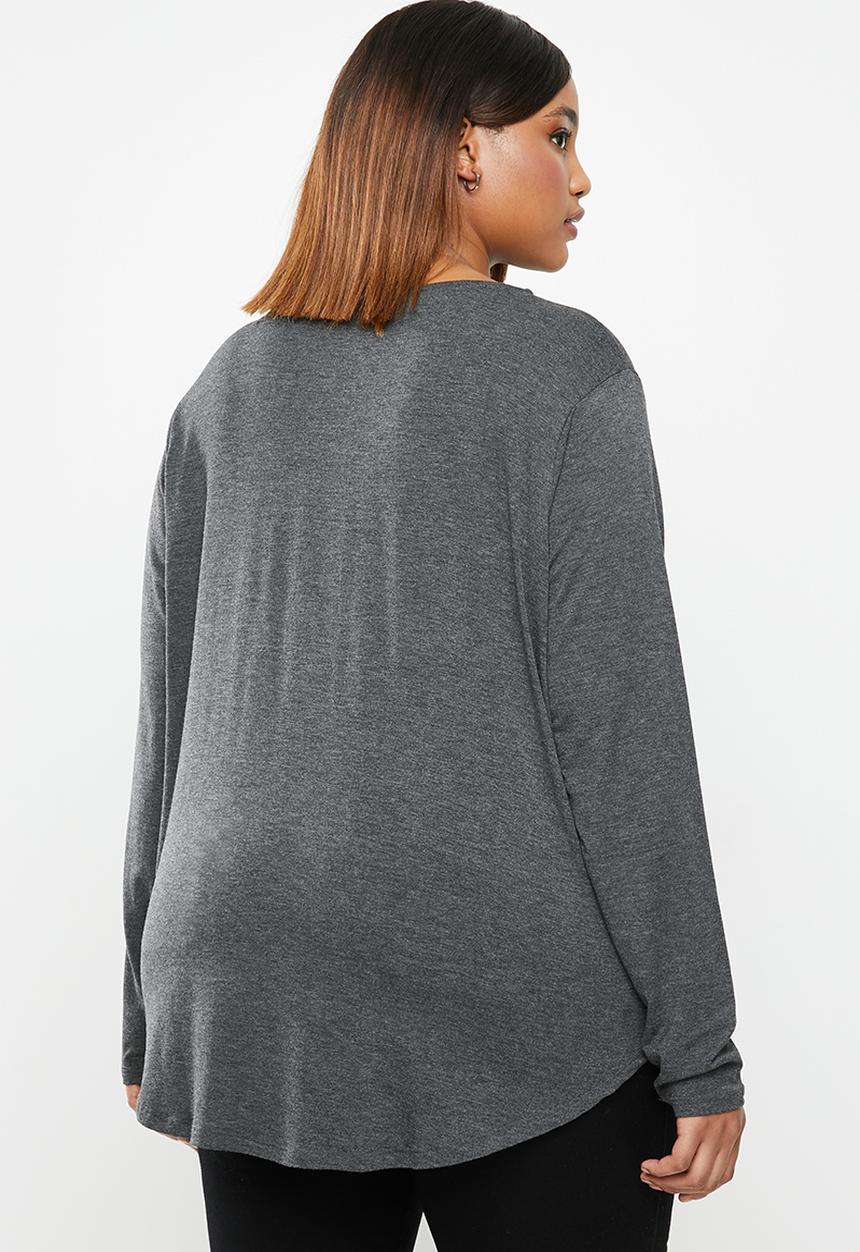 edit Plus - Curved hem basic tee - grey