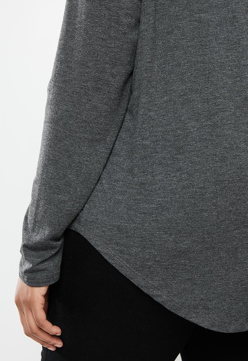 edit Plus - Curved hem basic tee - grey