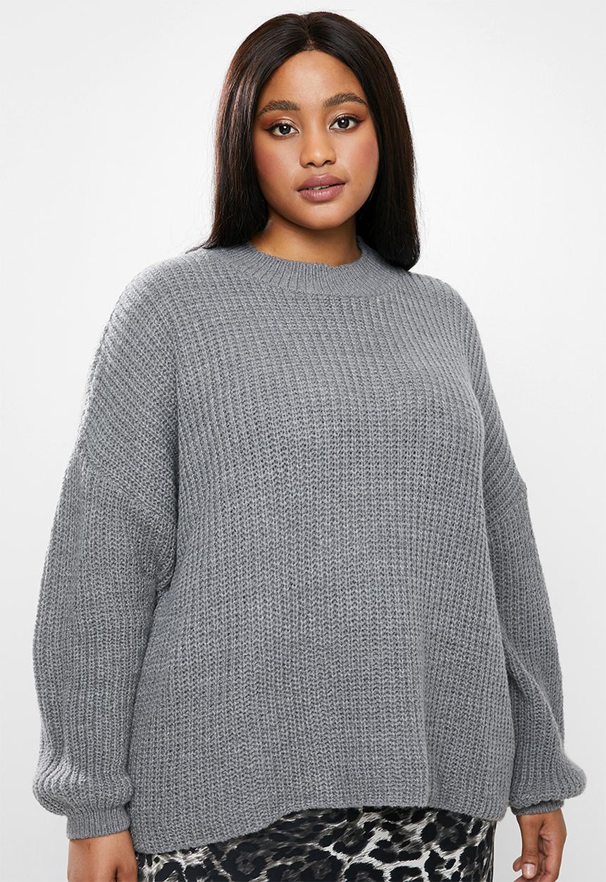 Glamorous - Plus high neck jumper- grey