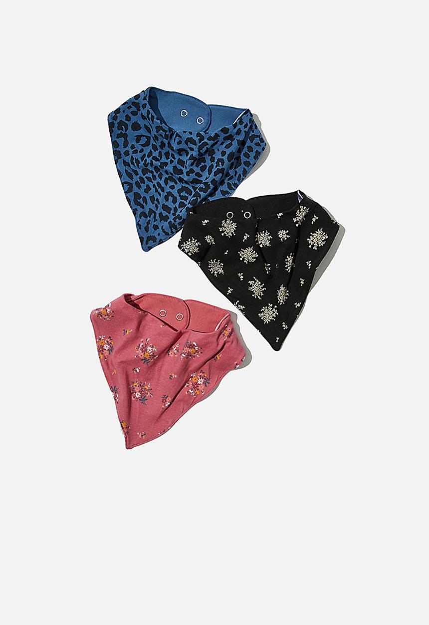 Cotton On - 3 Pack kerchief bib - multi