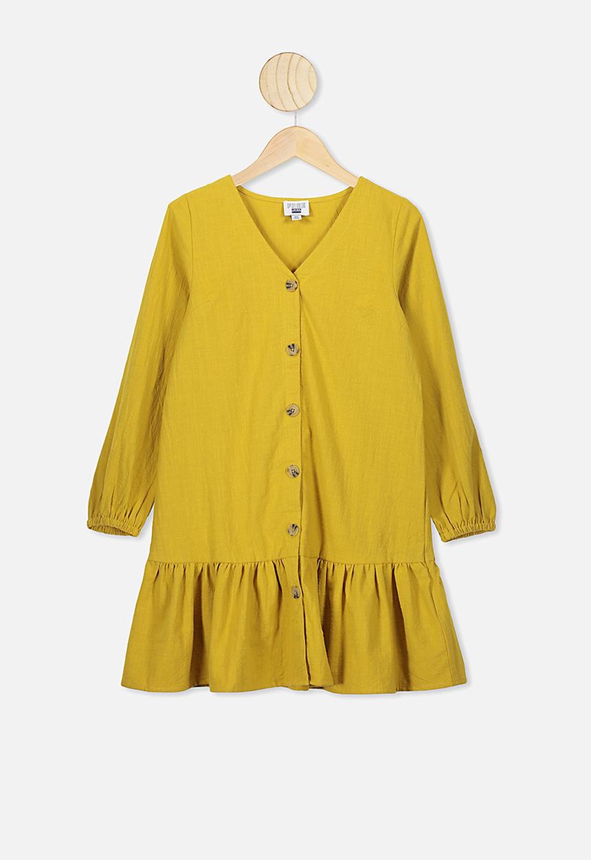 Free by Cotton On - Leila long sleeve dress - yellow 