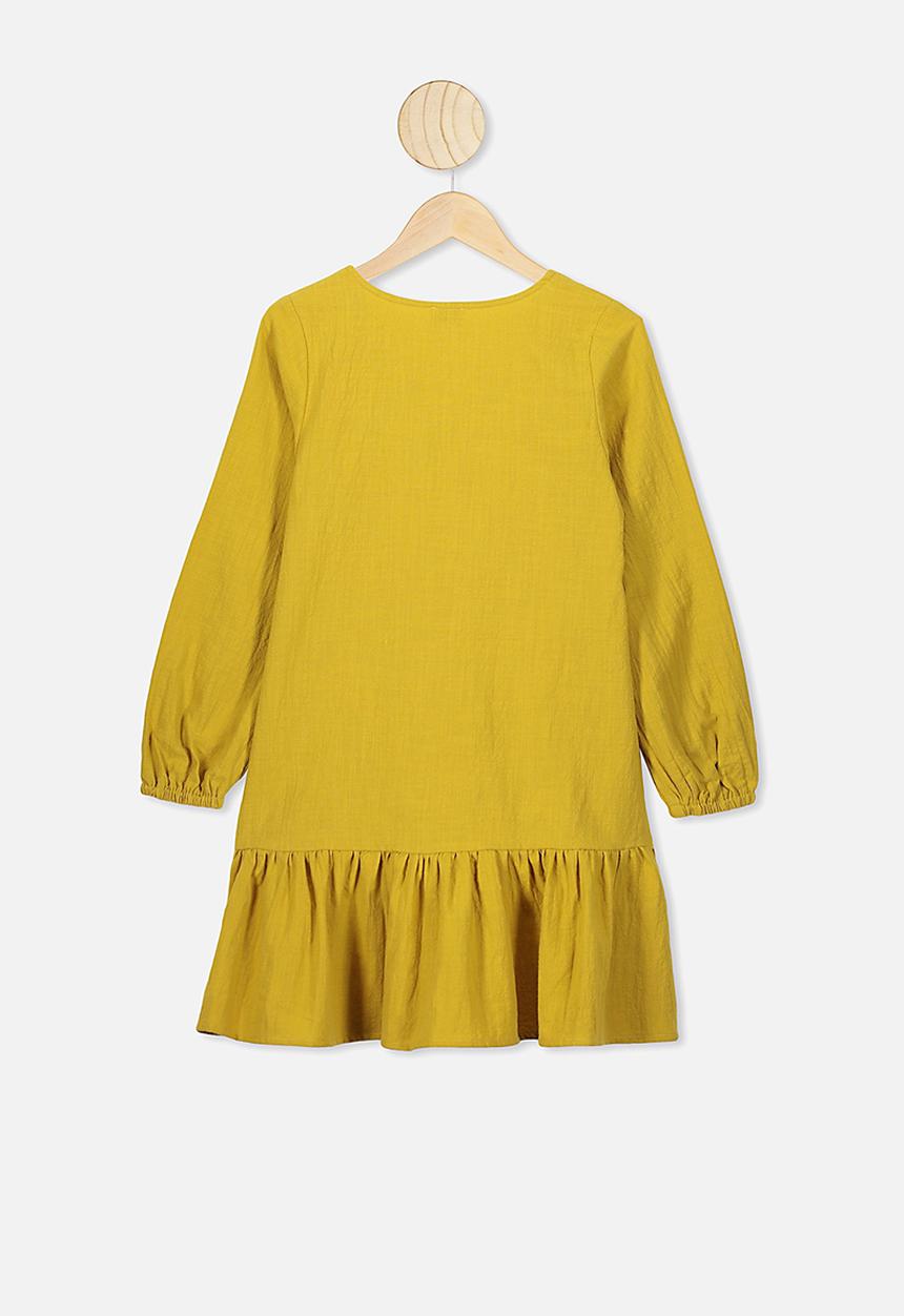 Free by Cotton On - Leila long sleeve dress - yellow 