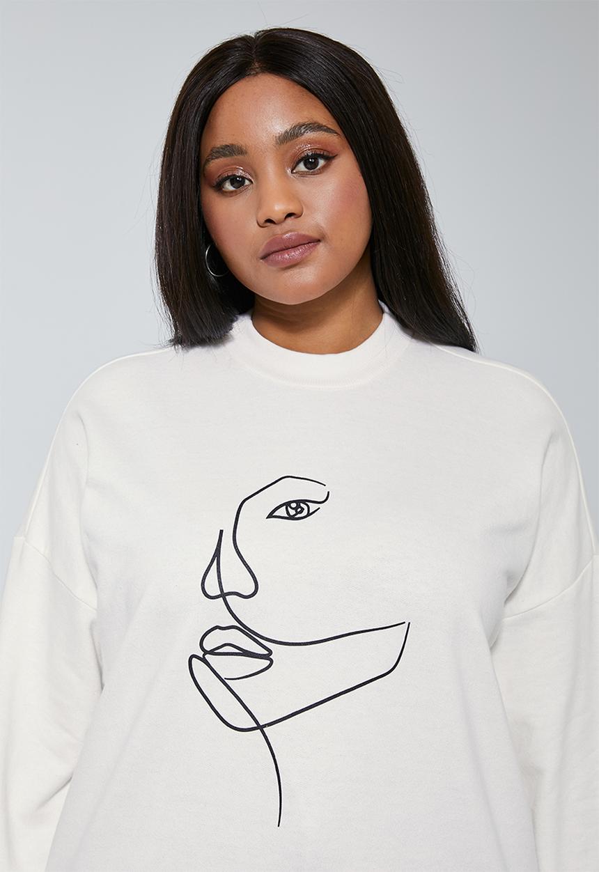 Superbalist - Graphic crew sweat - milk