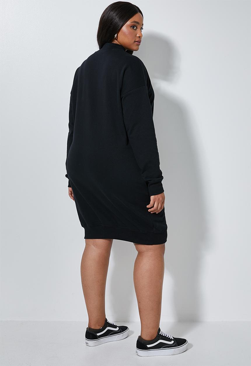 Superbalist - Cutline highneck fleece dress - black