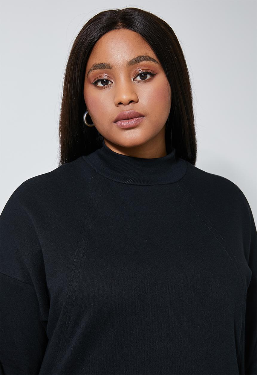 Superbalist - Cutline highneck fleece dress - black