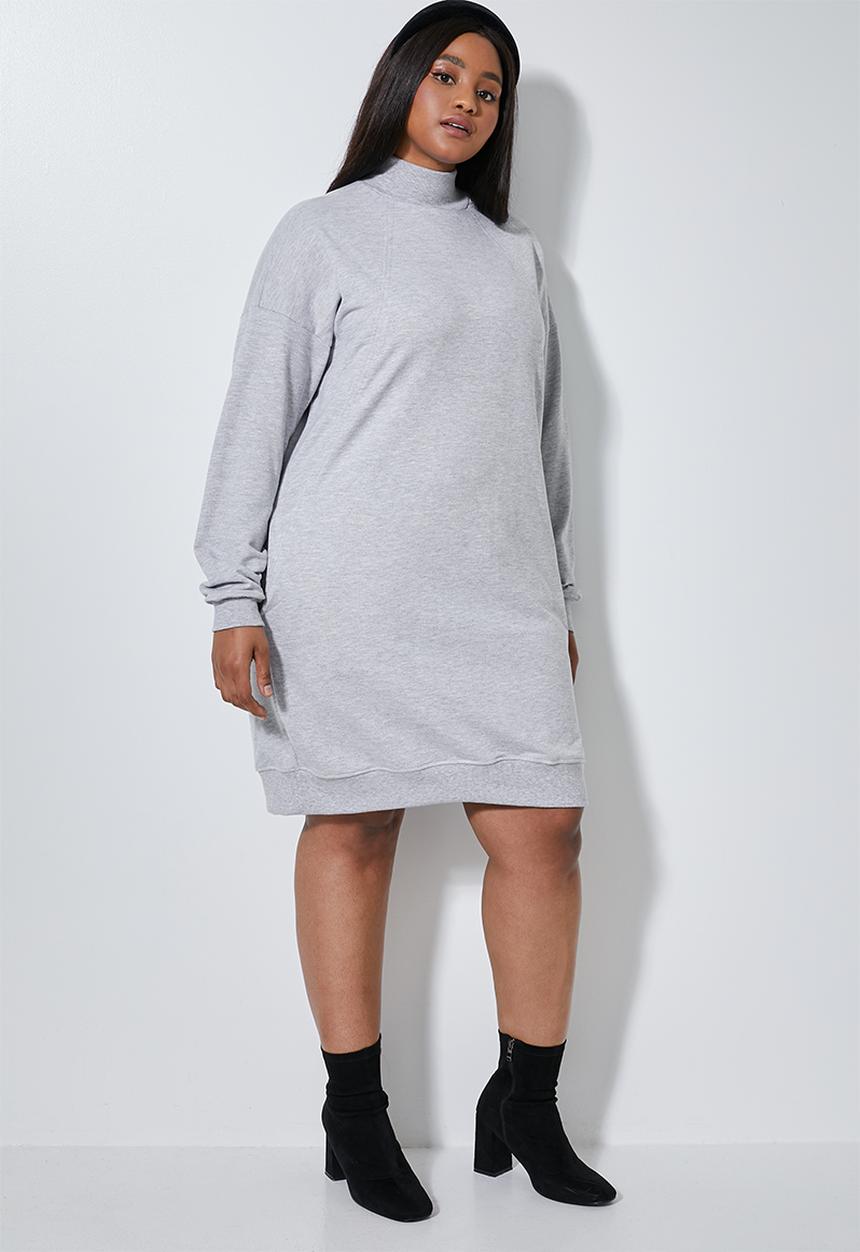 Superbalist - Cutline highneck fleece dress - grey