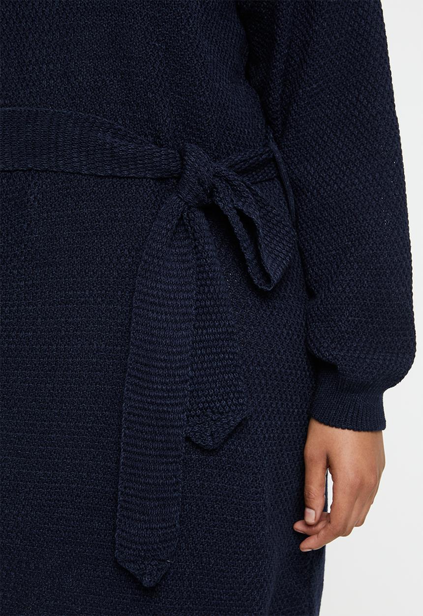 Glamorous - Plus knitted tie waist dress - navy