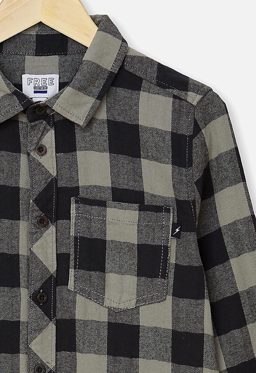 Free by Cotton On - Rocky shirt  - grey & black 