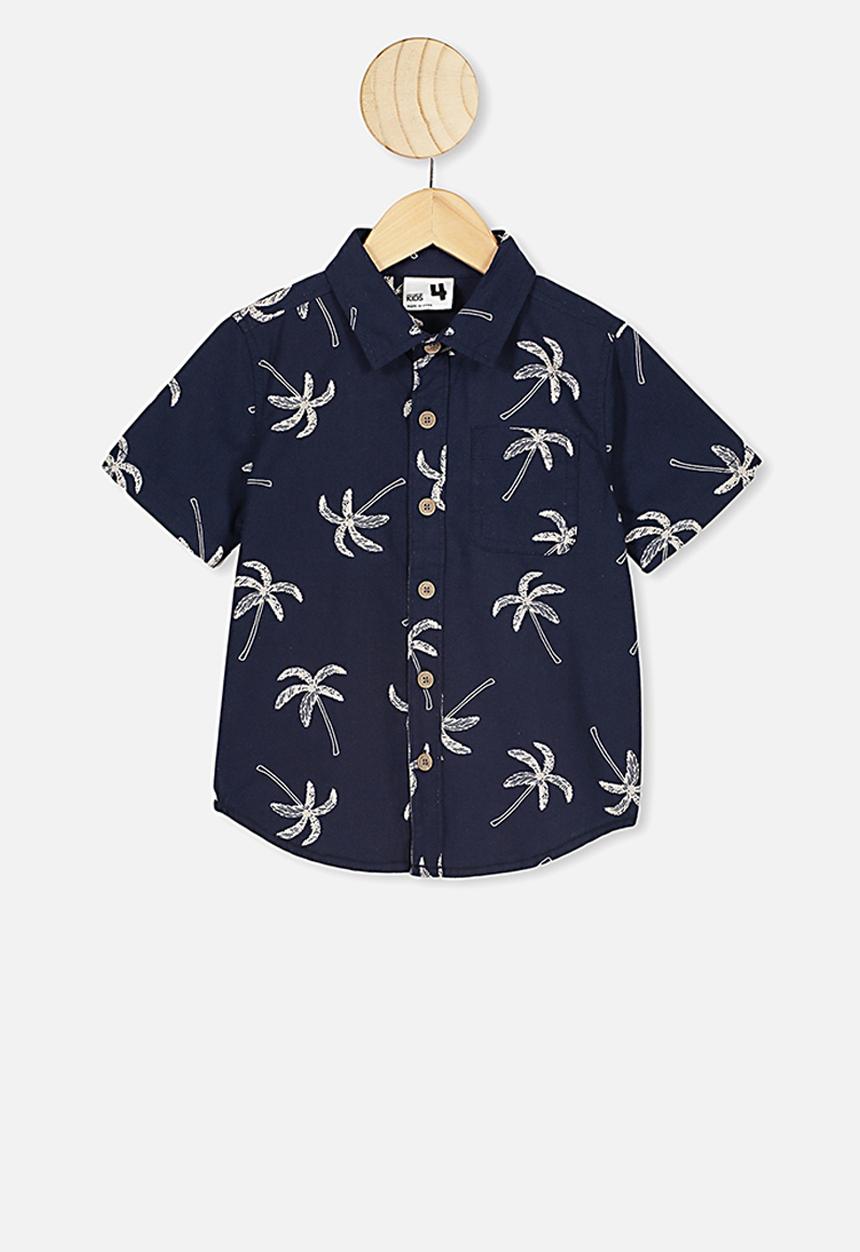 Cotton On - Resort short sleeve shirt - navy & white 