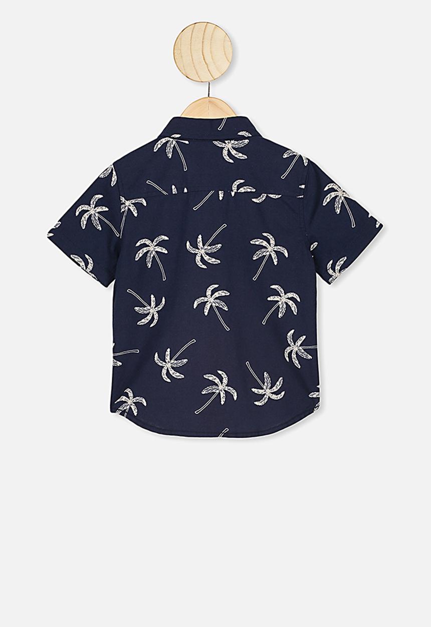 Cotton On - Resort short sleeve shirt - navy & white 