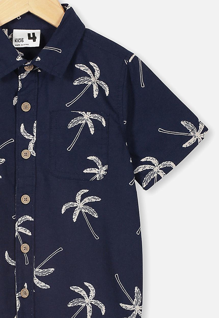Cotton On - Resort short sleeve shirt - navy & white 