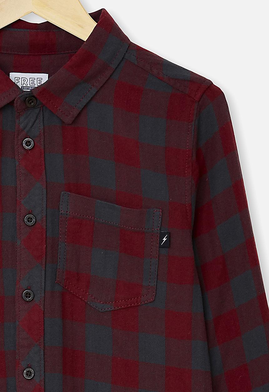 Free by Cotton On - Rocky shirt  - burgundy & charcoal 