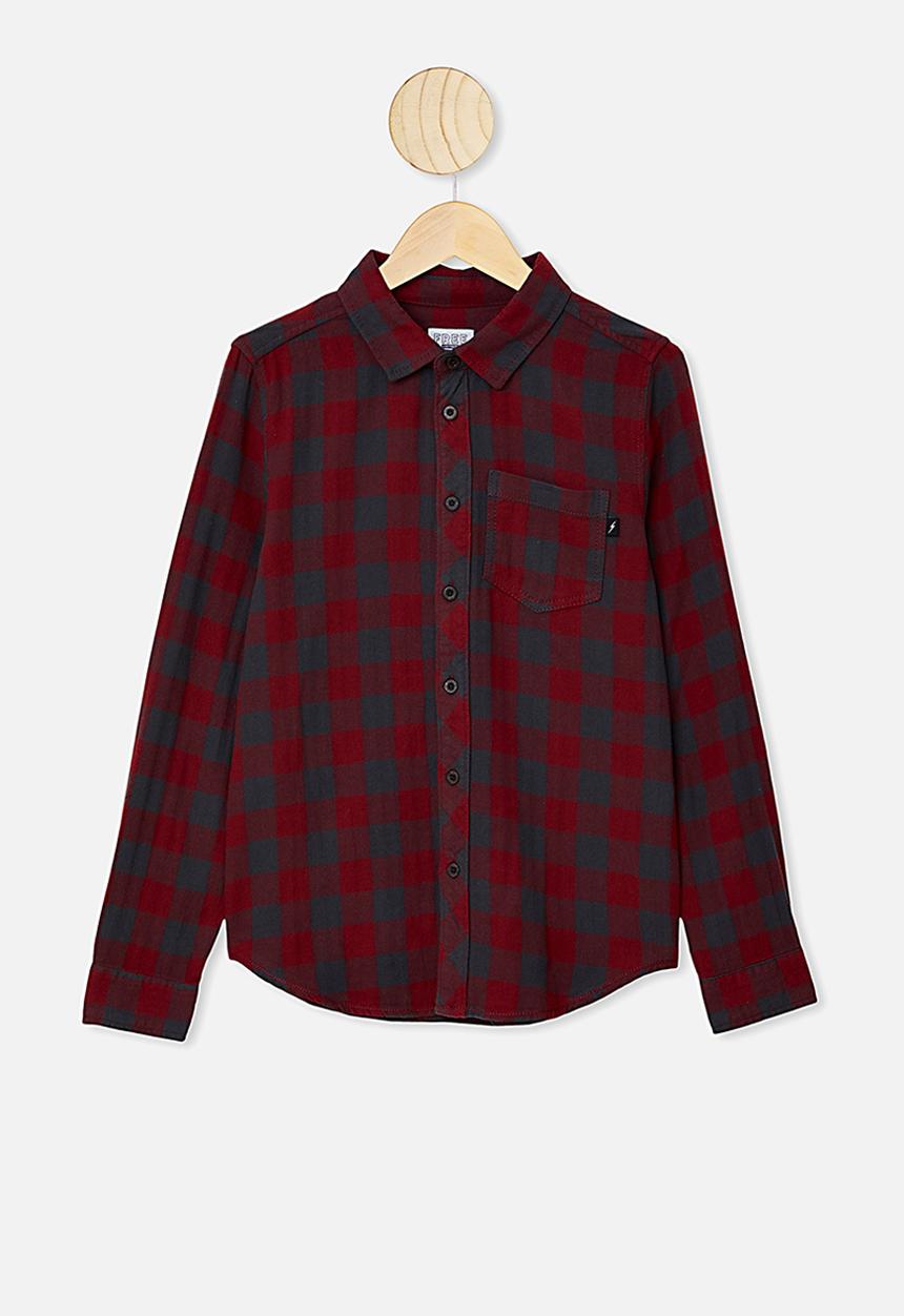 Free by Cotton On - Rocky shirt  - burgundy & charcoal 