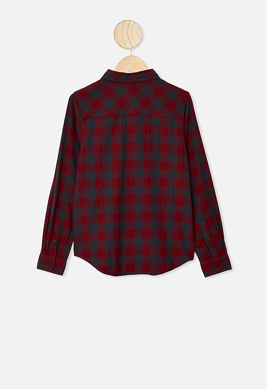 Free by Cotton On - Rocky shirt  - burgundy & charcoal 
