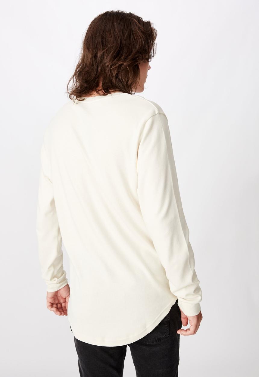 Factorie - Curved long sleeve graphic T-shirt - cream