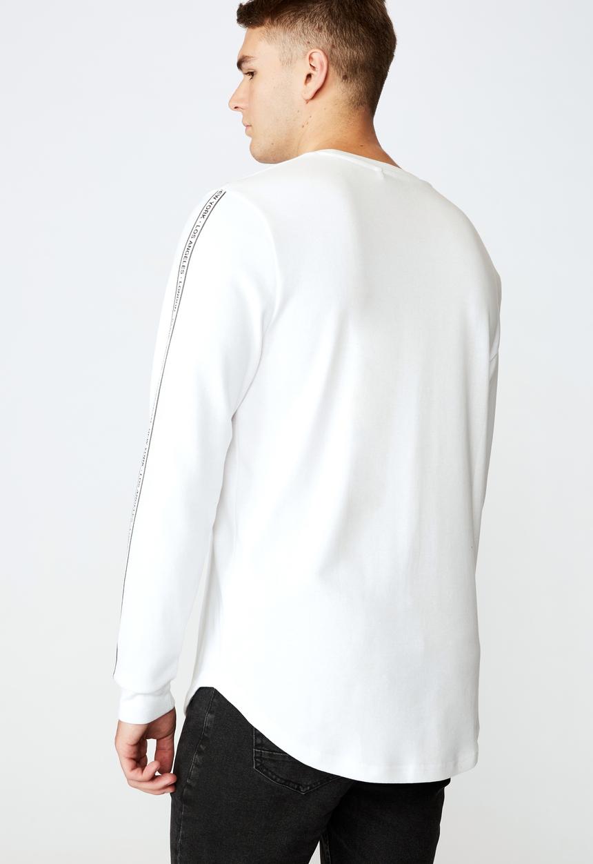 Factorie - Curved long sleeve graphic T-shirt - white