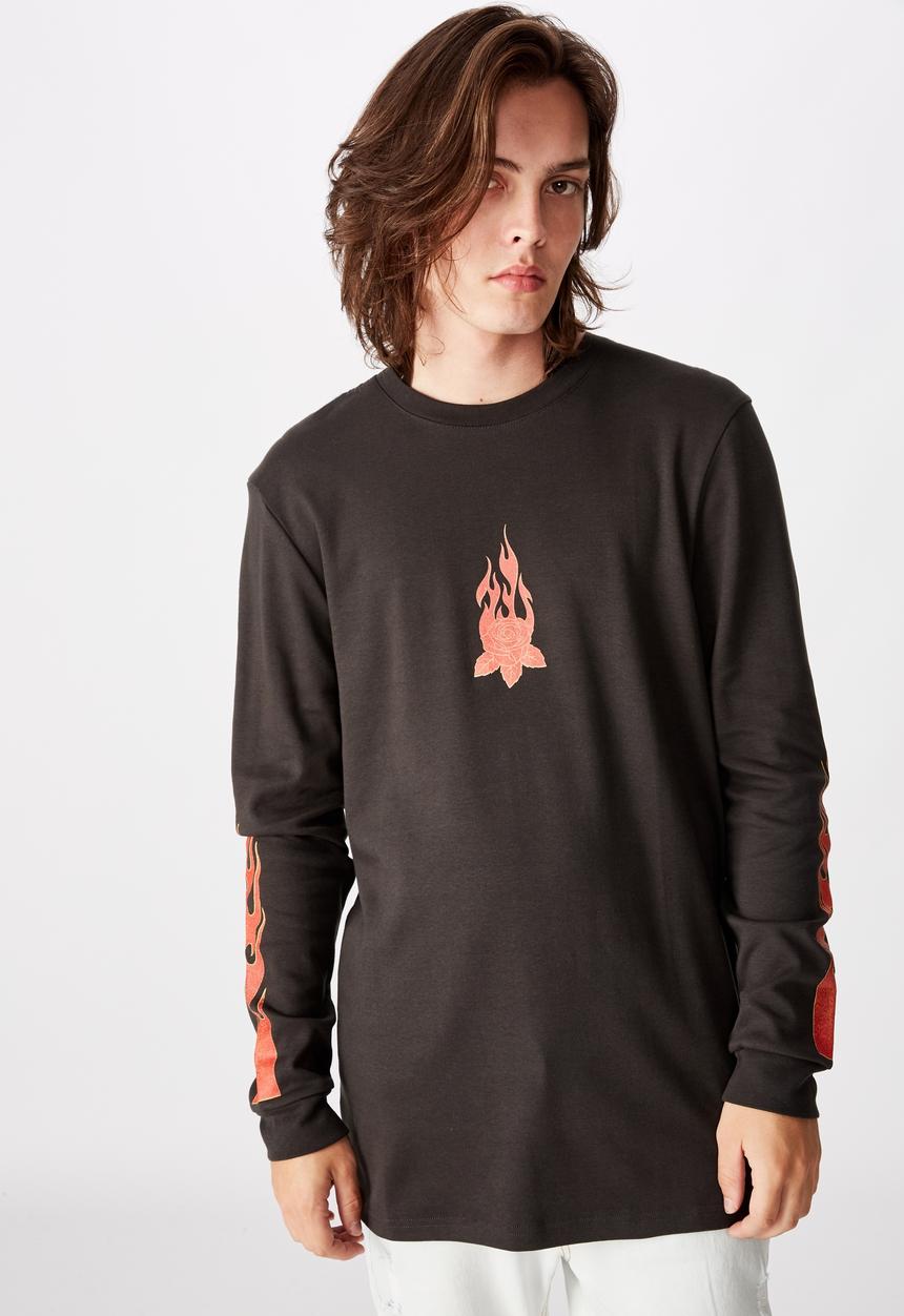 Factorie - Slim long sleeve graphic T-shirt - charcoal 