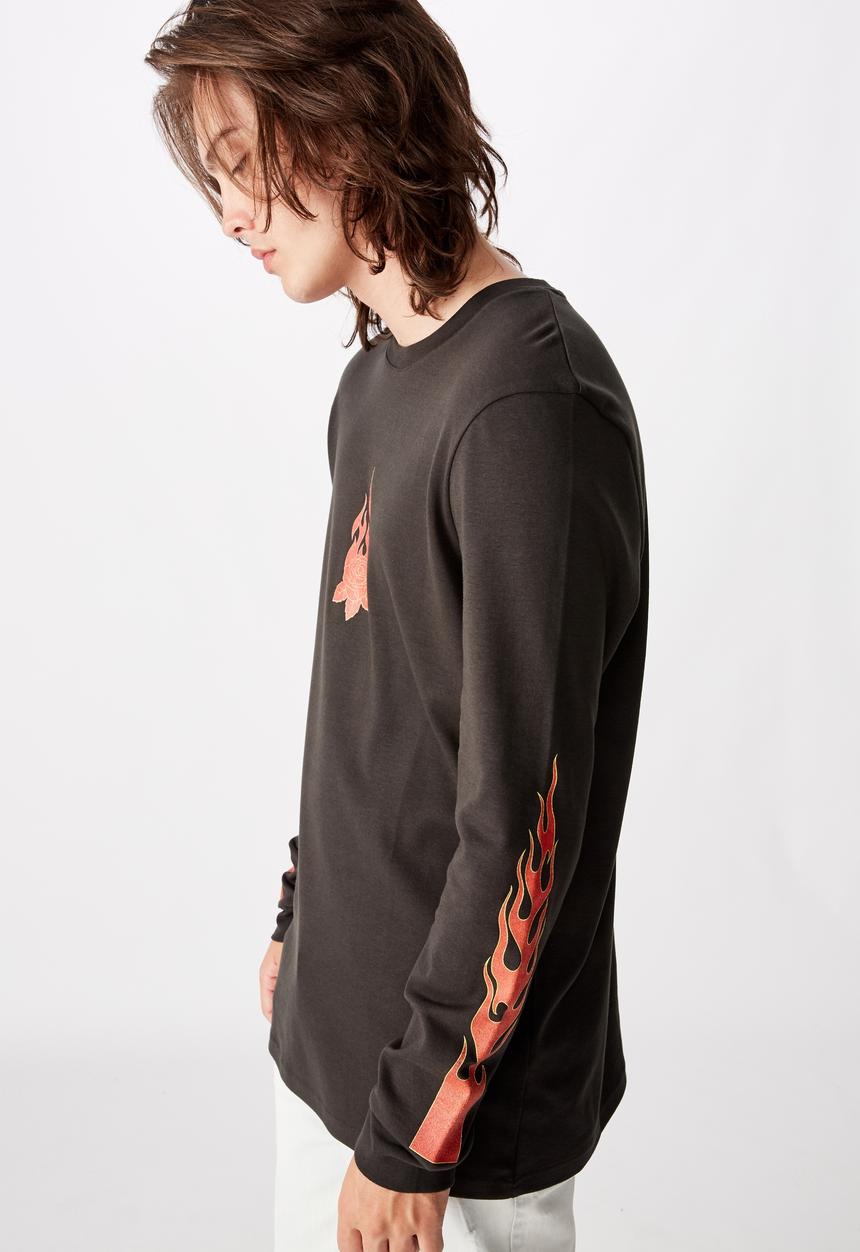 Factorie - Slim long sleeve graphic T-shirt - charcoal 