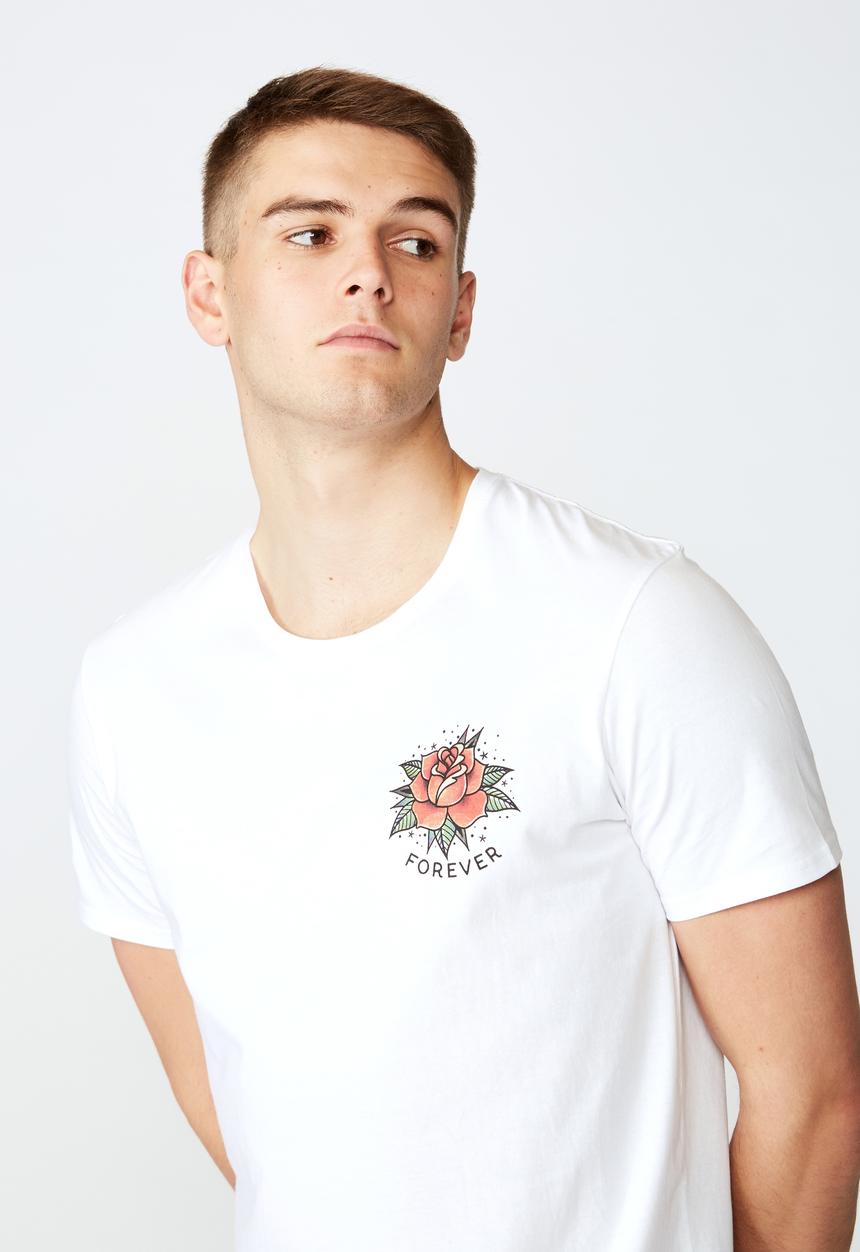Factorie - Forever curved graphic T-shirt - white