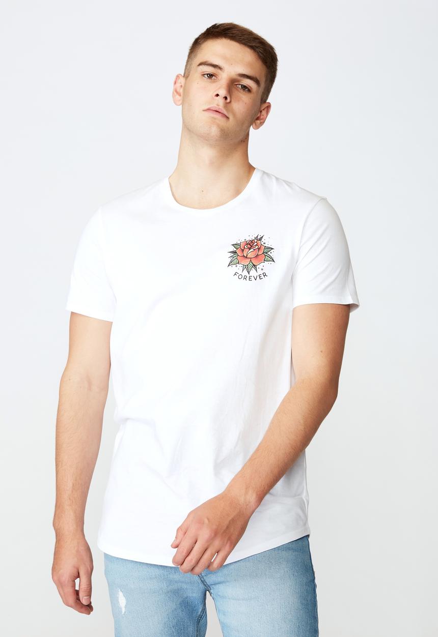 Factorie - Forever curved graphic T-shirt - white