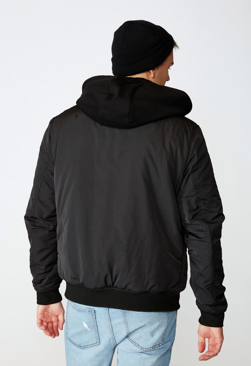 Factorie - Reversible hooded bomber - black