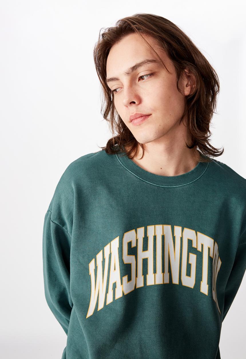 Factorie - Washington oversized graphic crew - green