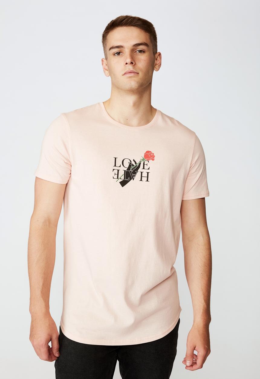 Factorie - Love hate curved graphic T-shirt - peach 