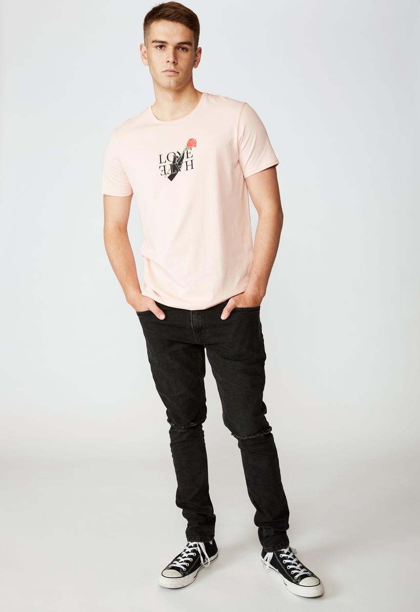Factorie - Love hate curved graphic T-shirt - peach 