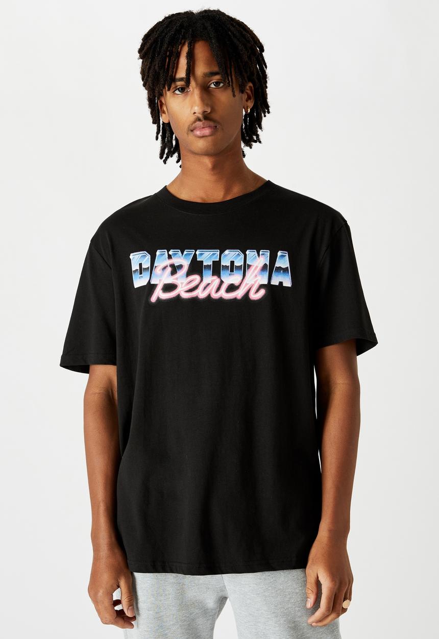 Factorie - Daytona beach regular graphic T-shirt - black