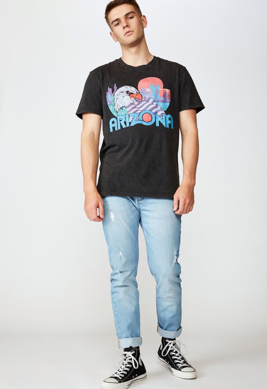Factorie - Arizona regular graphic T-shirt - washed black