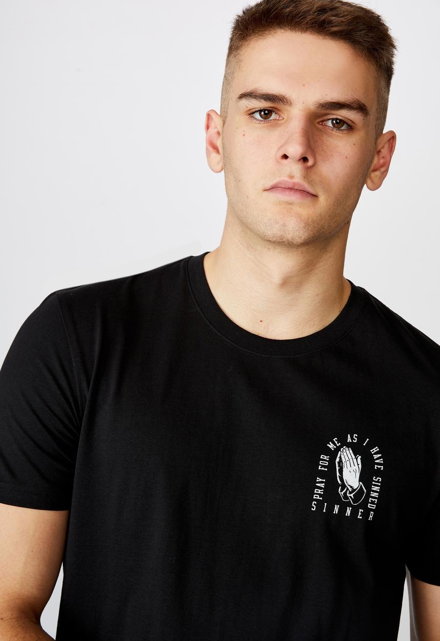 Factorie - Sinner slim graphic T-shirt - black