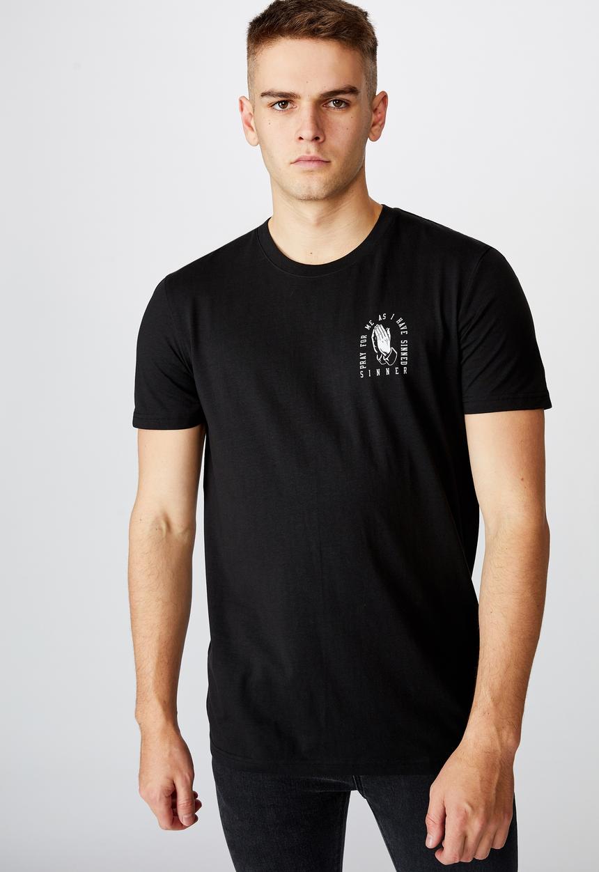Factorie - Sinner slim graphic T-shirt - black