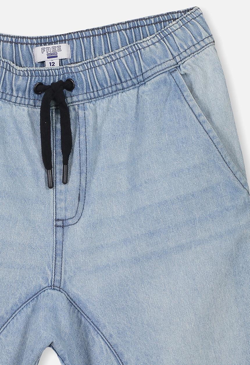 Free by Cotton On - Drop crotch short - bleached indigo