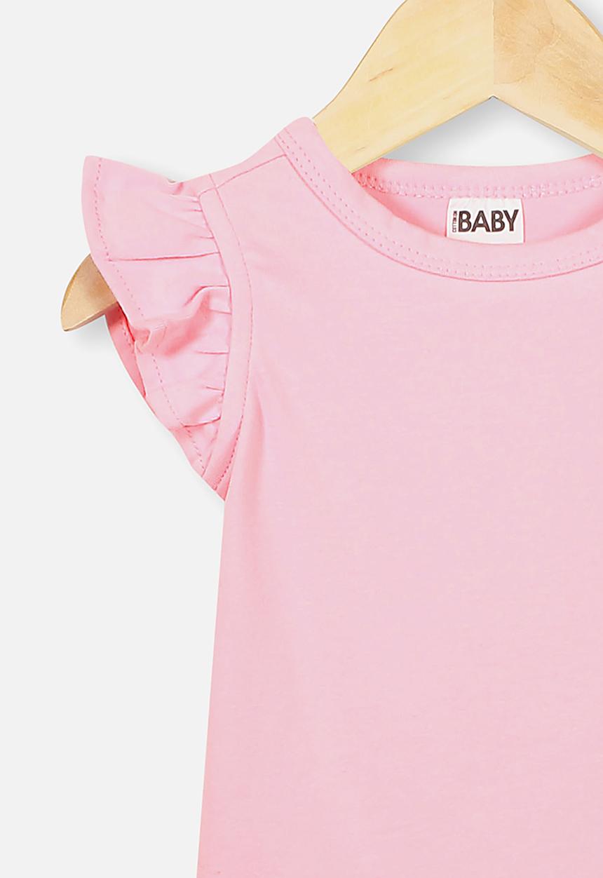 Cotton On - The sleeveless ruffle bubbysuit - pink