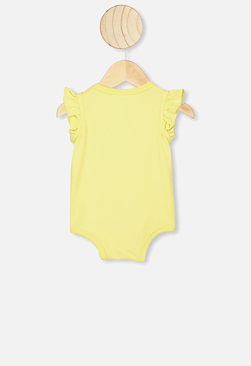 Cotton On - The sleeveless ruffle bubbysuit - yellow