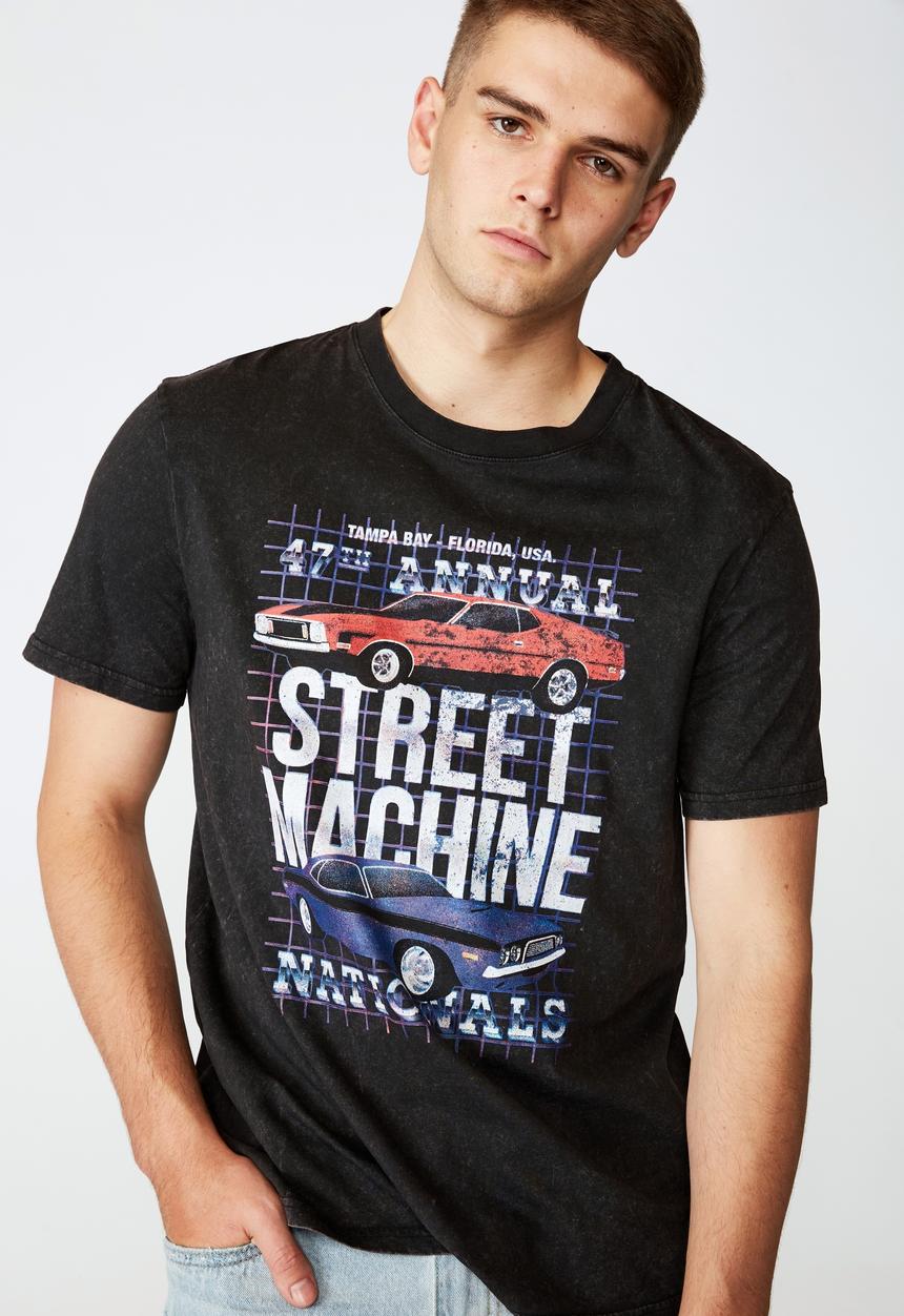 Factorie - Street machine regular graphic T-shirt - washed black