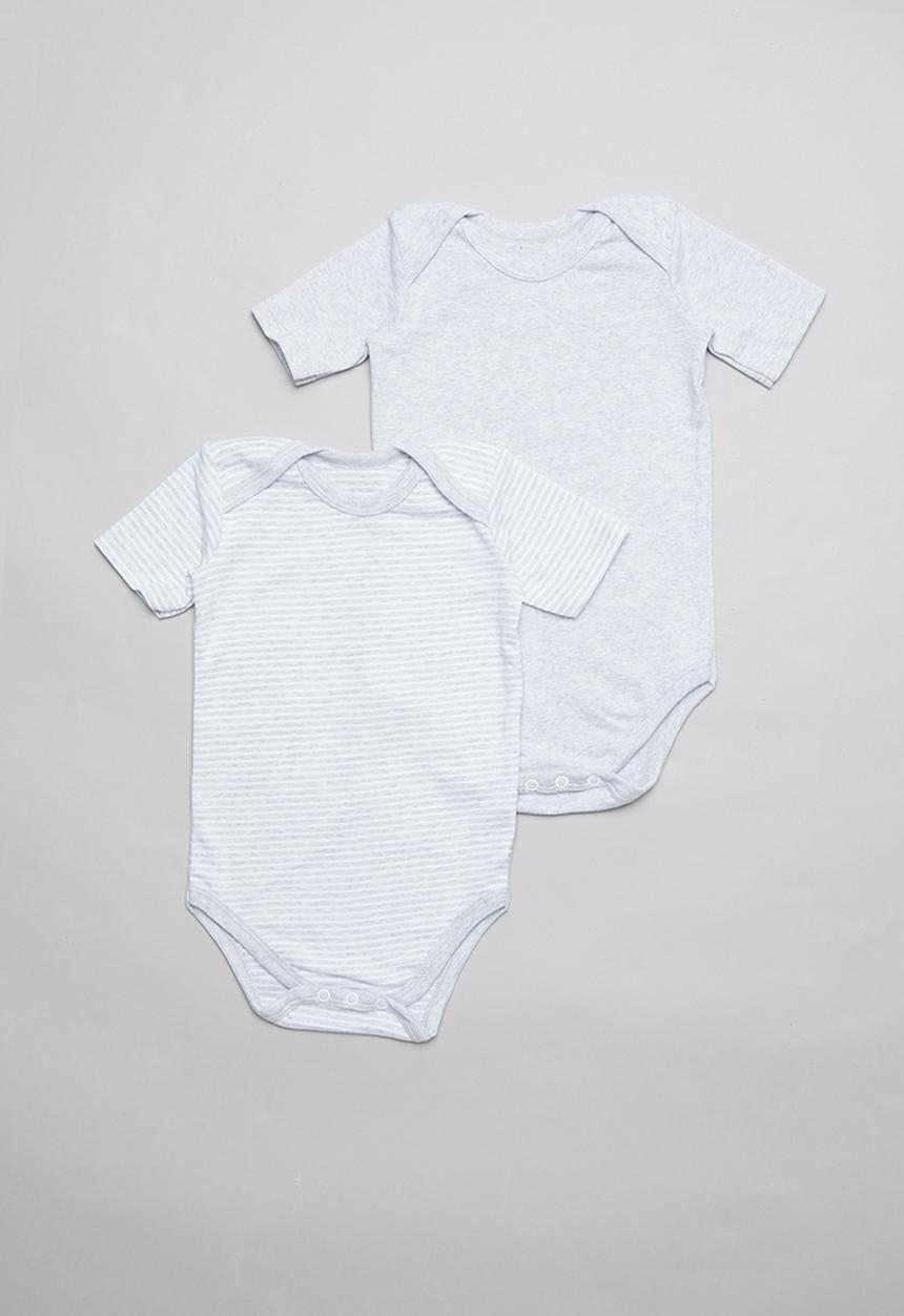 Pop Candy - 2 Pack short sleeve body vests - grey