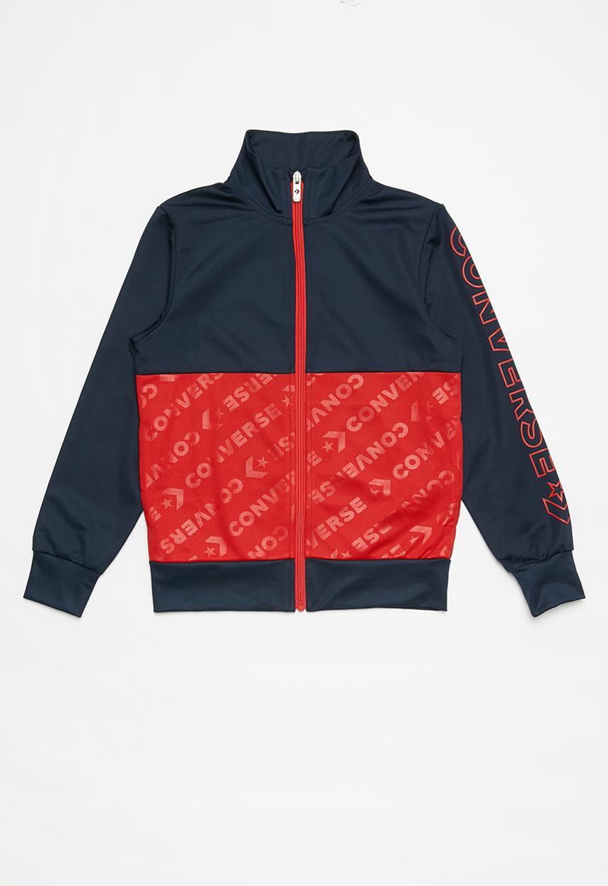 Converse - Converse wordmark half zip - navy & red