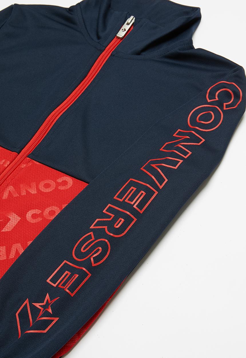 Converse - Converse wordmark half zip - navy & red