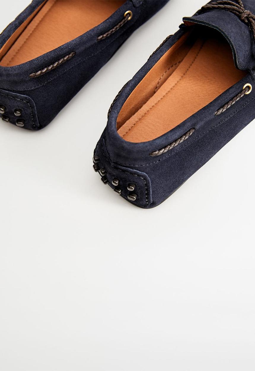 MANGO - Gomet suede mocassin - navy