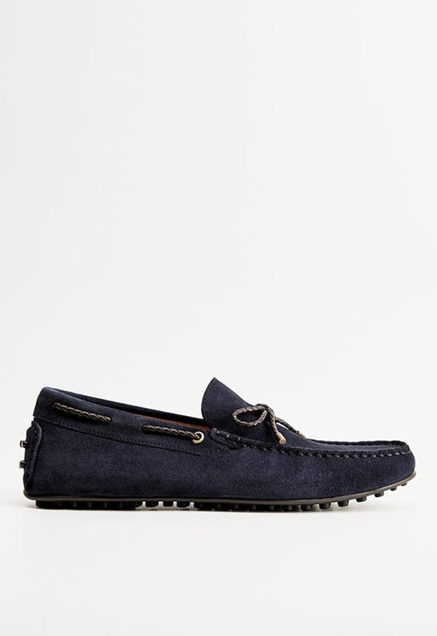 MANGO - Gomet suede mocassin - navy