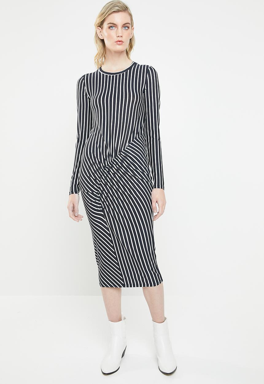 Jacqueline de Yong - Nola stripe dress - navy