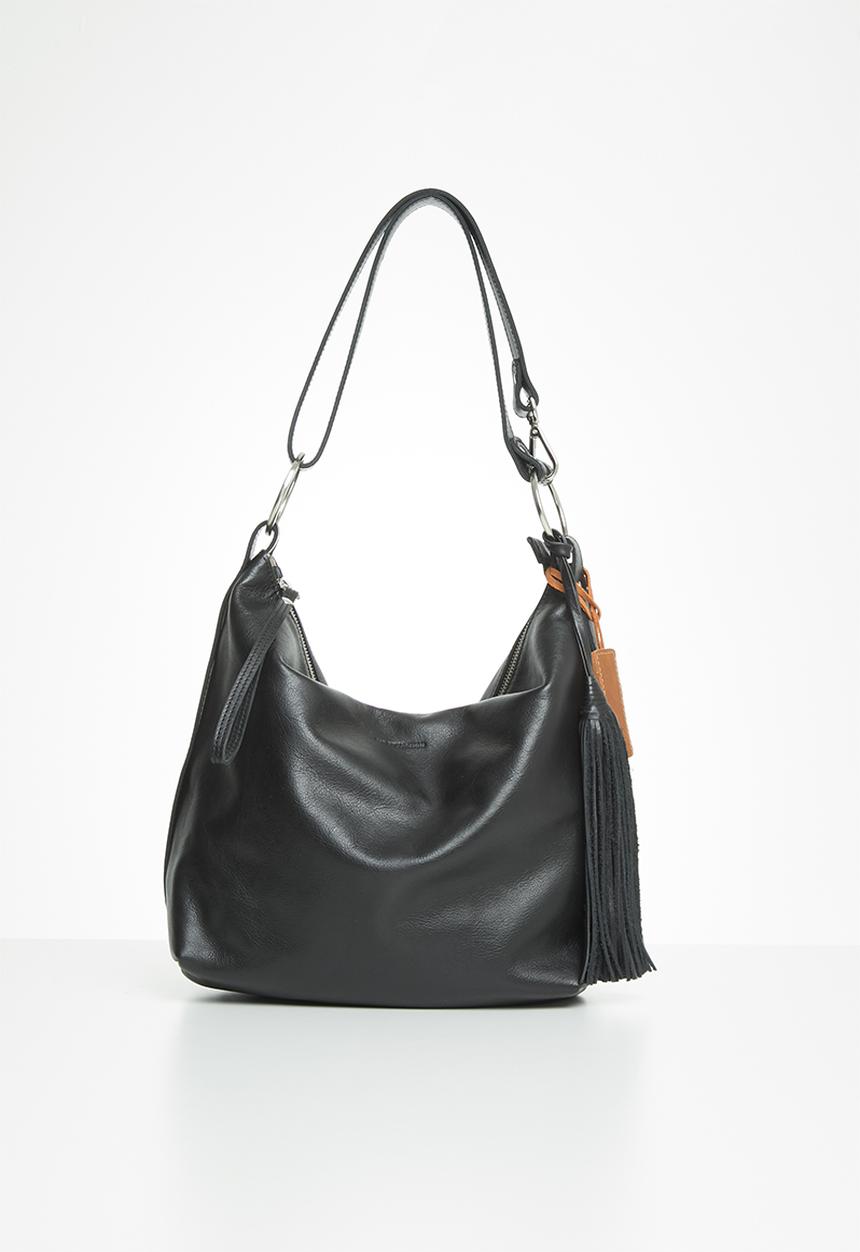 FSP Collection - Hoop slouch dakota leather bag - black