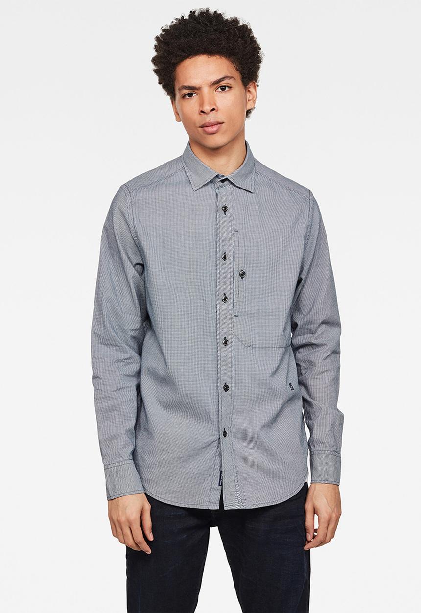 G-STAR - Stalt straight fit long sleeve shirt - blue
