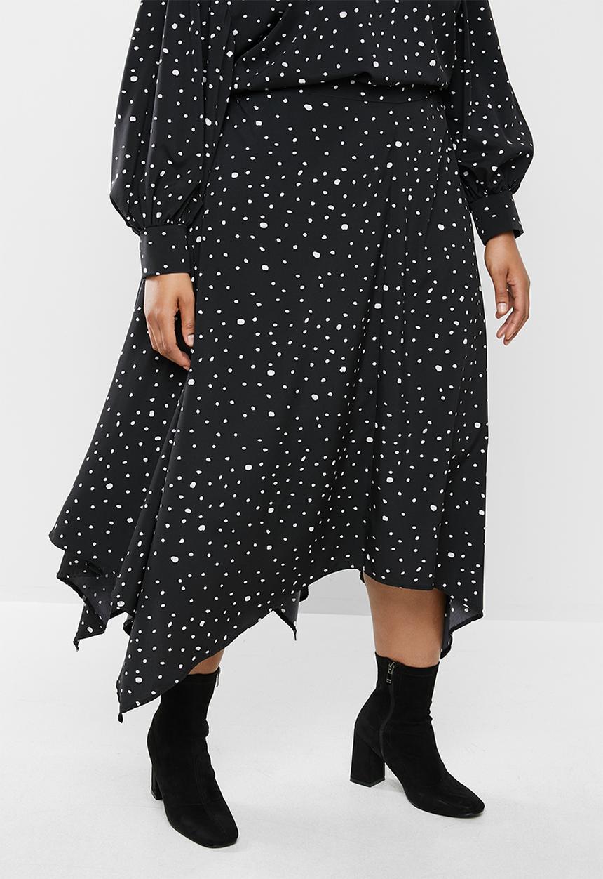 edit Plus - Aop hanky hem skirt (plus) - black & white 