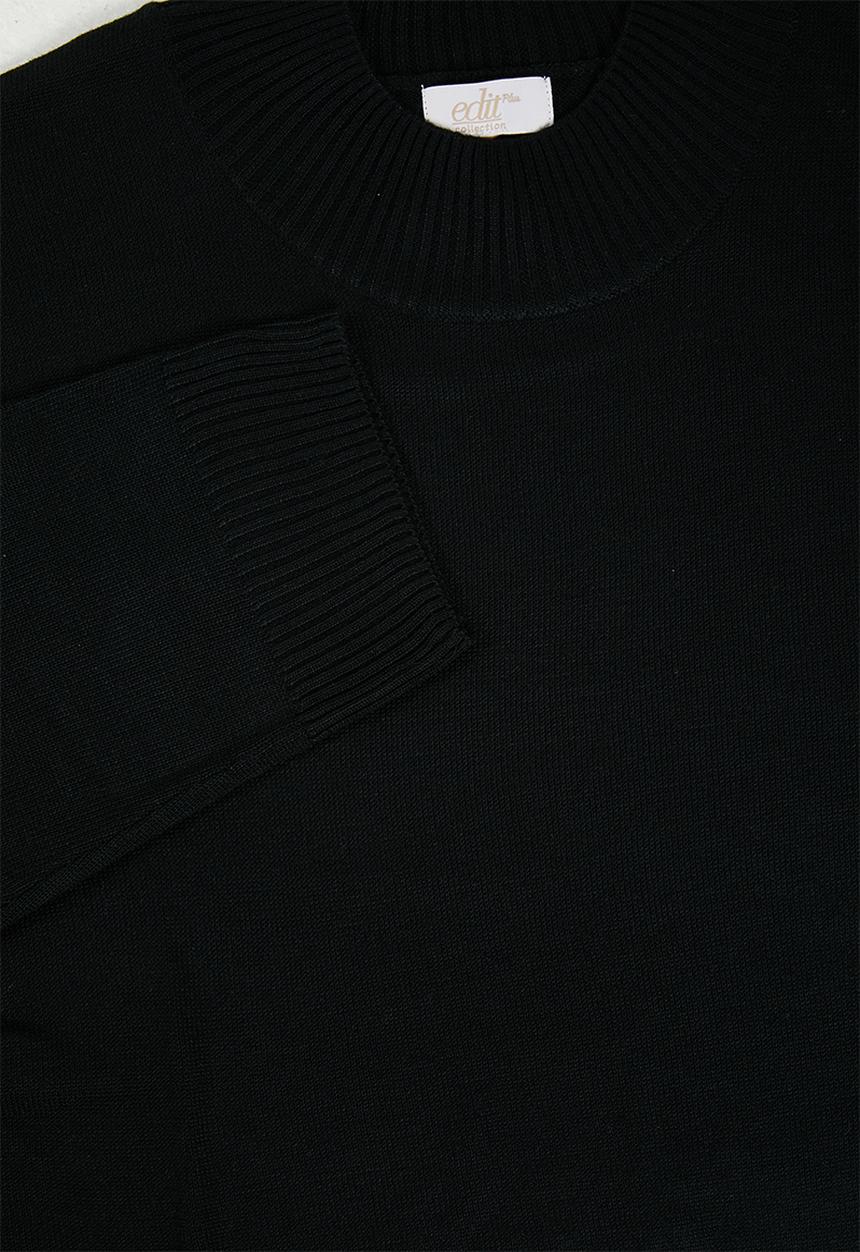edit Plus - Knitwear basic poloneck(plus) - black